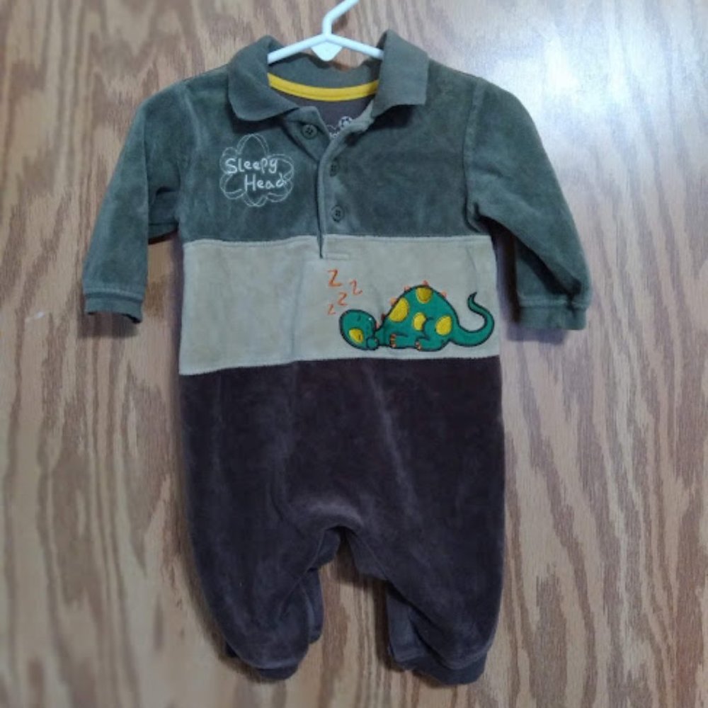 Okie Dokie Infant Boys' Velour One-Piece Long-Sleeved Bodysuit